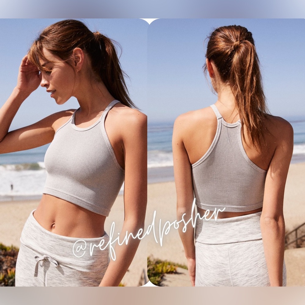Free People Movement Happiness Runs Crop Heather Grey M/L NEW with logo